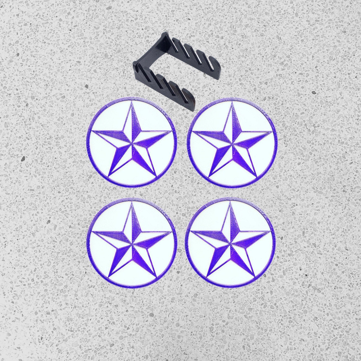 3D Printed 3D Genesis Star Drink Coaster/Set of 4 with Free Holder/Custom Color Options
