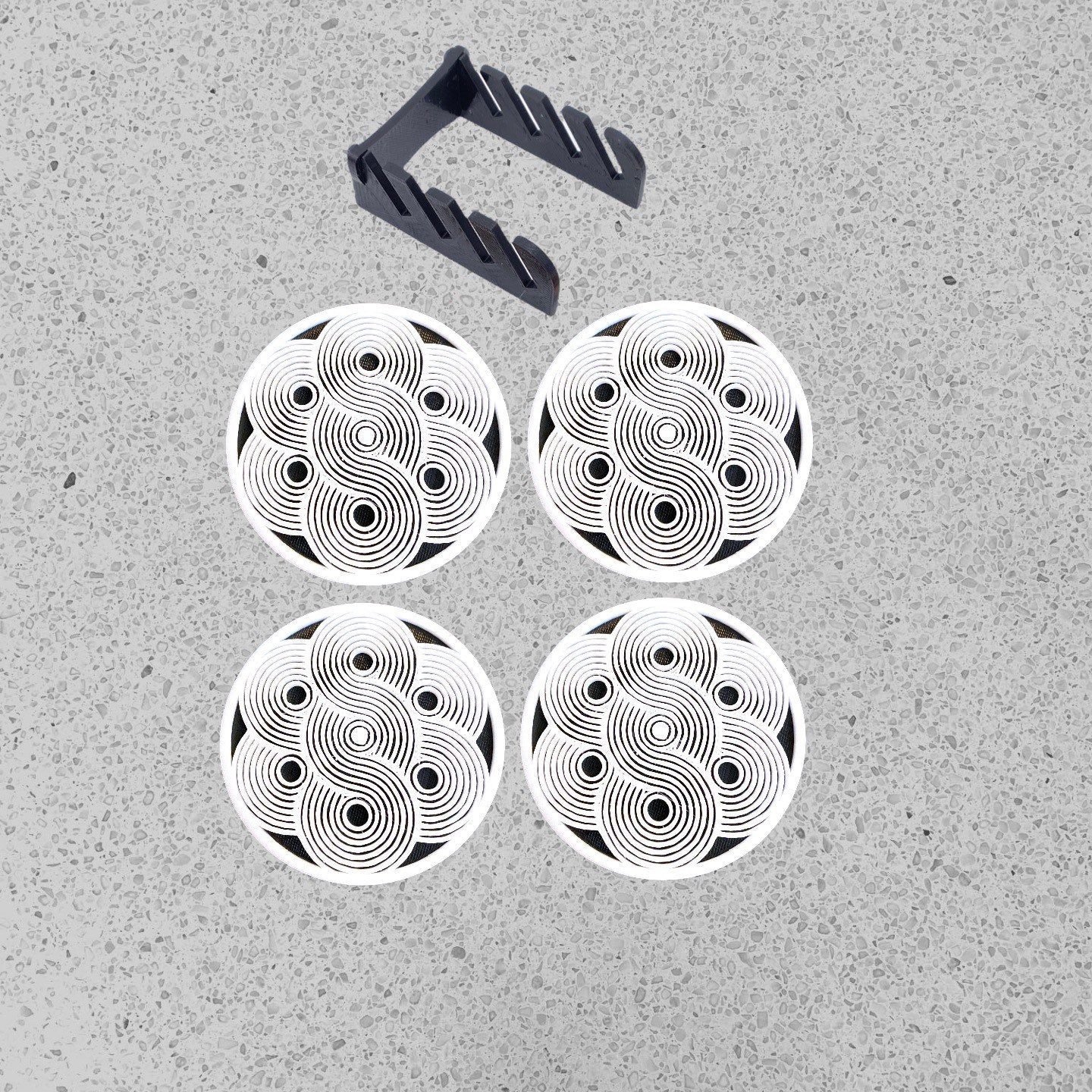 3D Printed Lost In The Waves Style Drink Coaster/Set of 4 with Free Holder/Custom Color Options