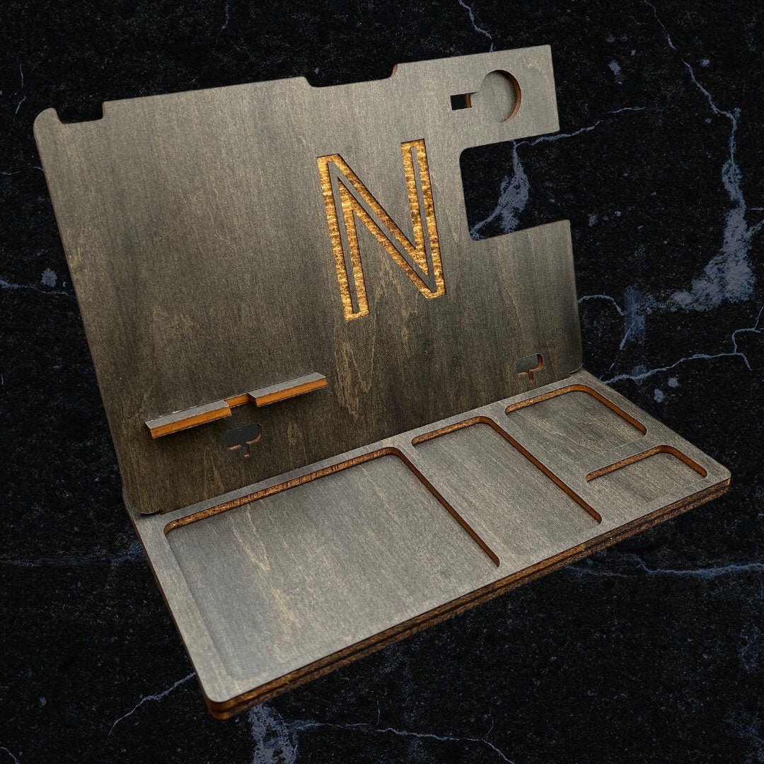 Laser Cut and Engraved Phone and Watch Docking Station/Gift for Husband, Wife, Significant Other/Nightstand/Personalized