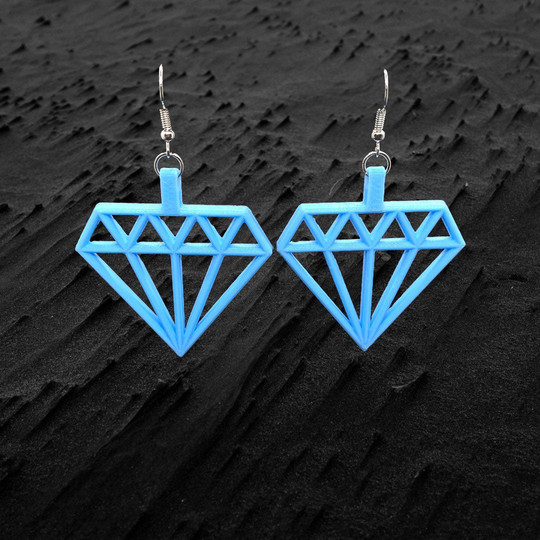 3D Printed Diamond Shaped Earrings/Customizable in over 10 colors