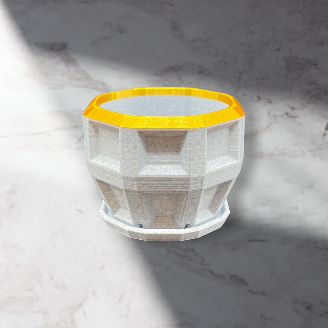 3D Printed Dimensional Planter with Base/Custom Top Rim Color /Great Gift for a Plant Lover/Succulent Plant Holder