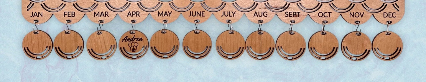 Pendants ONLY for our Family And Friends Hanging Wall Calendar/Available in QTY of 12, 24 or 48/Personalized