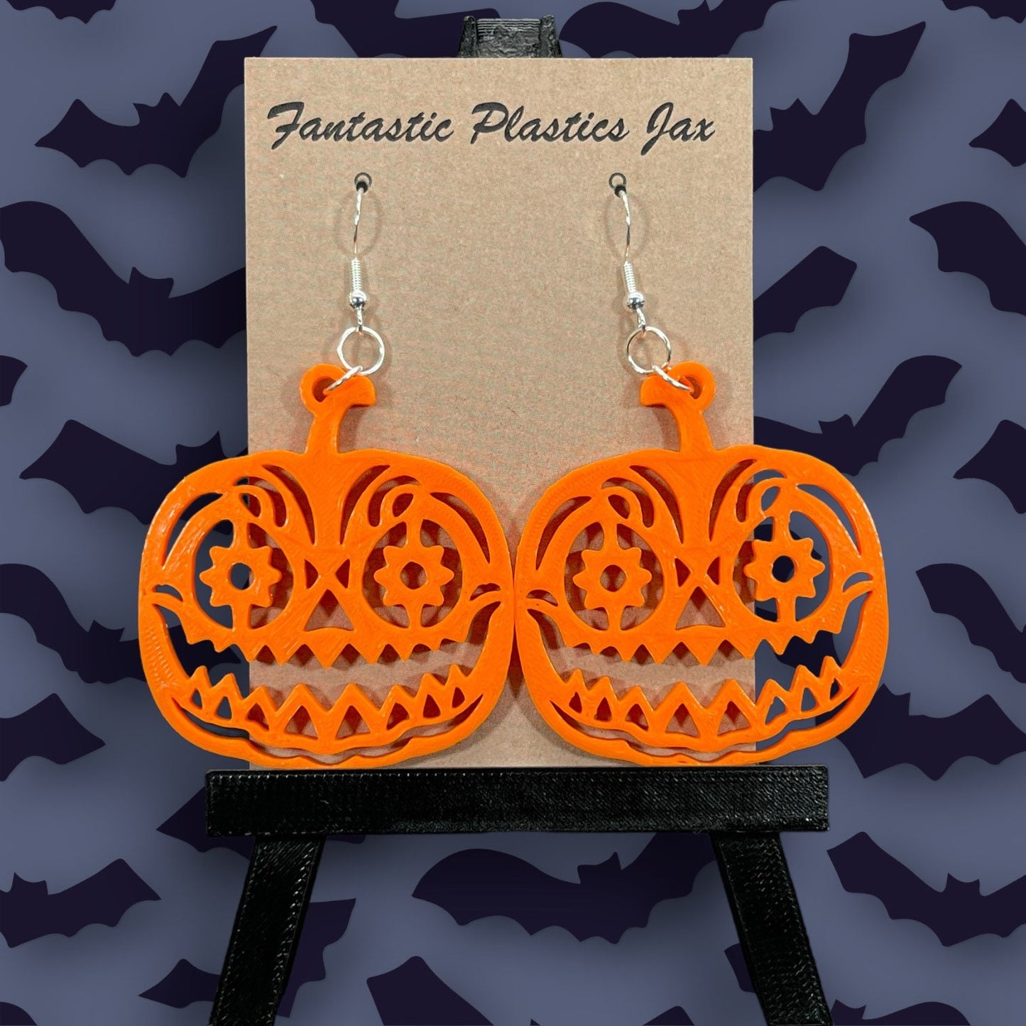 3D Printed Day of the Living Dead Pumpkin Earrings/Super Lightweight/Custom Color/Halloween gift available in Fluorescent colors