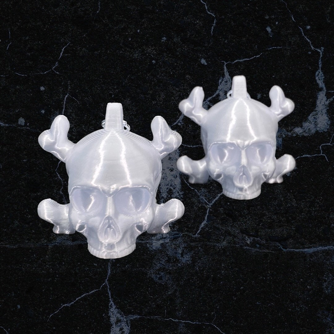 3D Printed Skull and Crossbones Earrings/Super Lightweight/Custom Color/Halloween accessory available in Fluorescent colors
