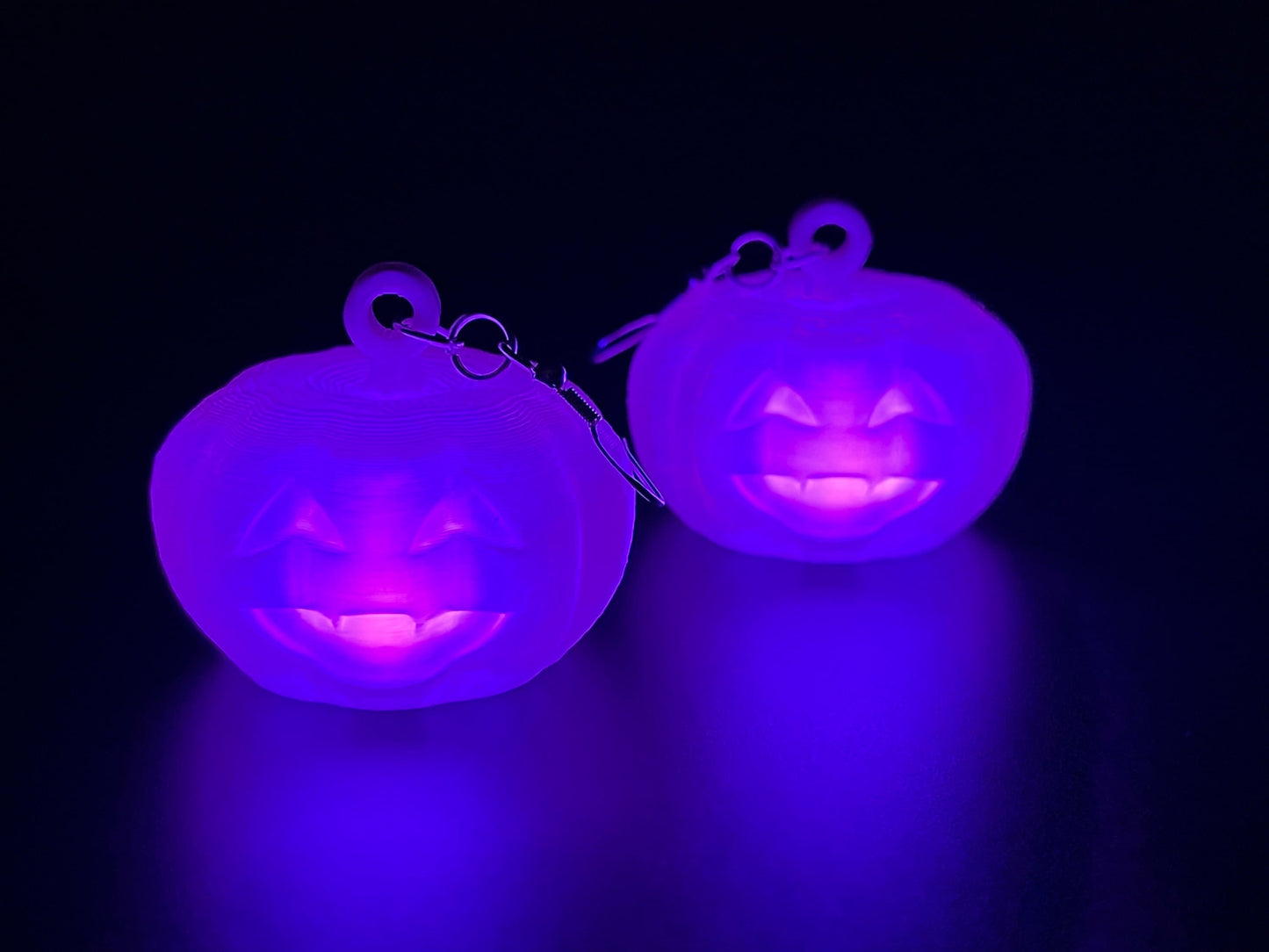 3D Printed Light Up Jack-O-Lantern Pumpkin Earrings/Lightweight/Custom Colors/Halloween Accessory available in Fluorescent colors