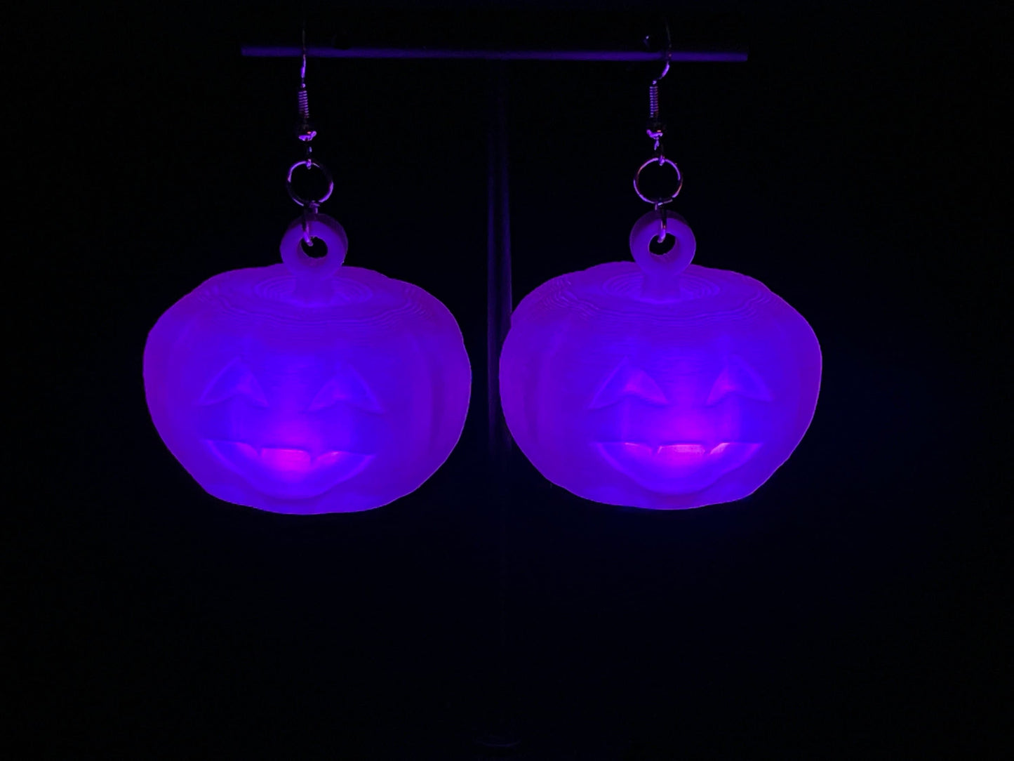 3D Printed Light Up Jack-O-Lantern Pumpkin Earrings/Lightweight/Custom Colors/Halloween Accessory available in Fluorescent colors