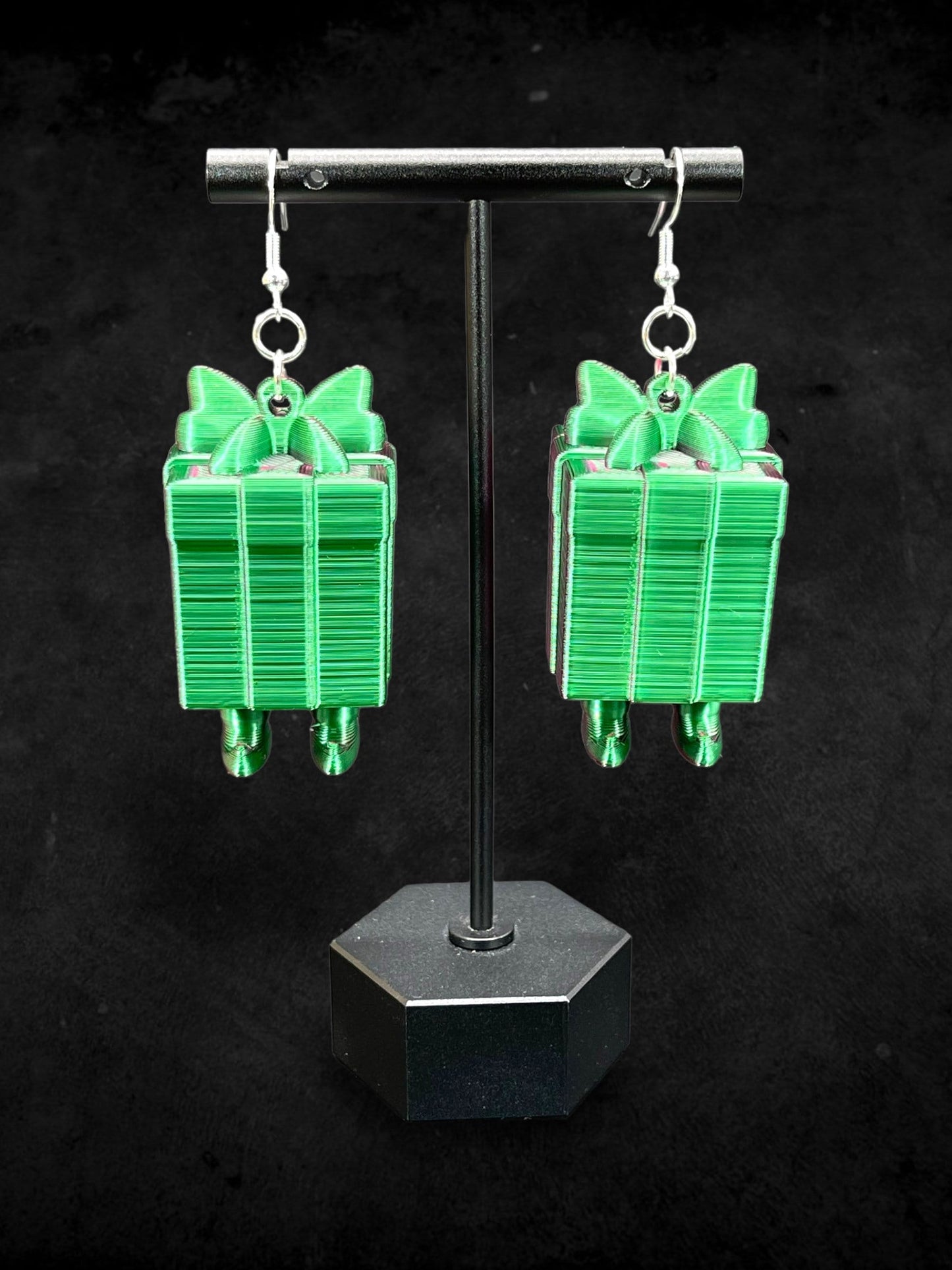 3D Printed Christmas Gift Box with Elf Shoes and Feet Earrings/super lightweight/Custom Color Combinations/Super Cute Gift.