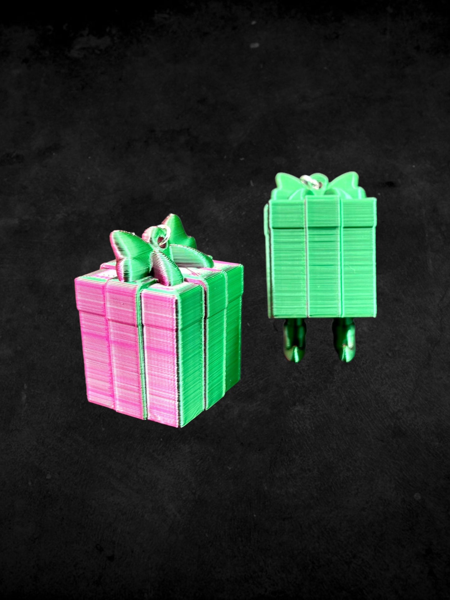 3D Printed Christmas Gift Box with Elf Shoes and Feet Earrings/super lightweight/Custom Color Combinations/Super Cute Gift.