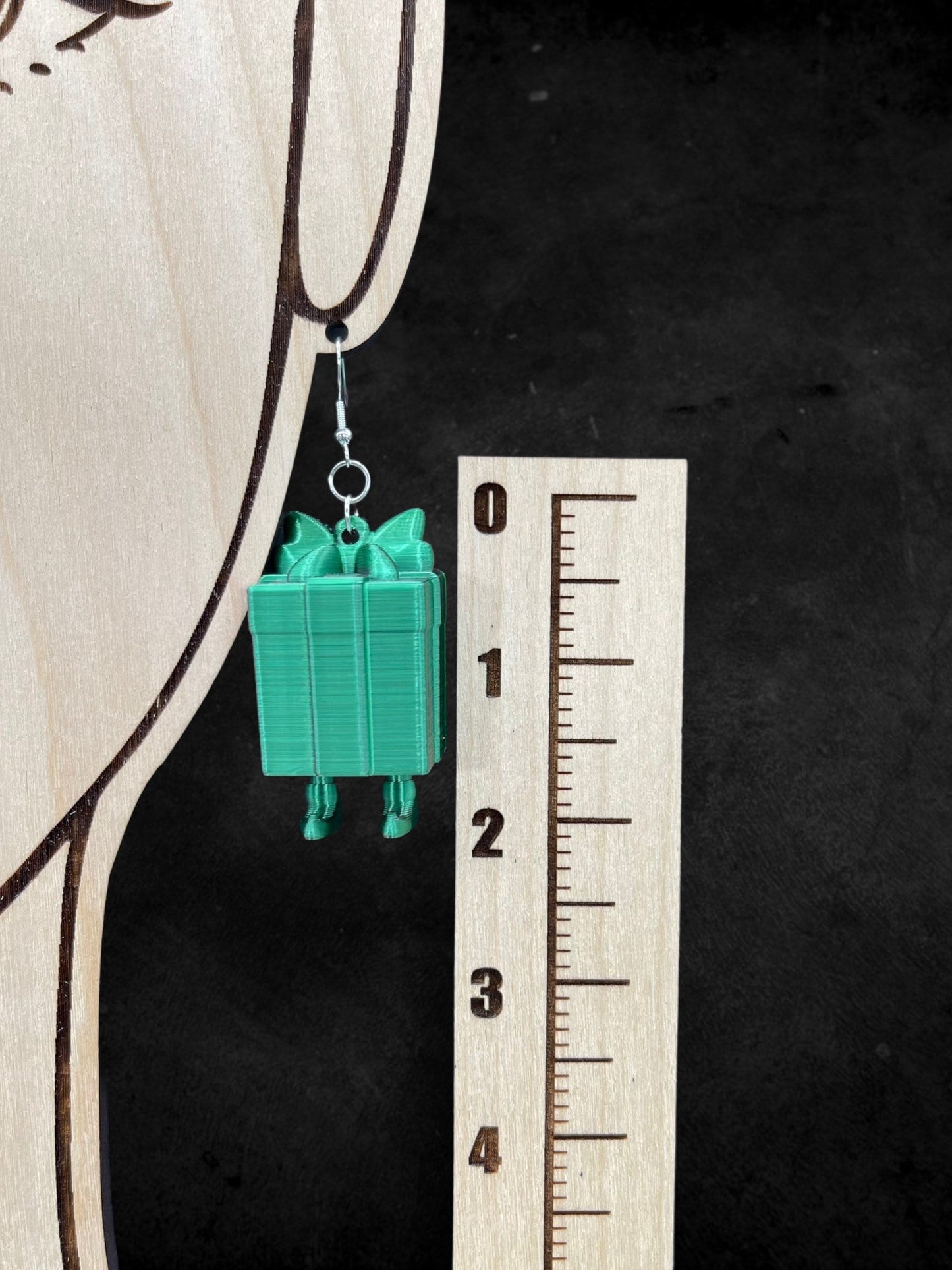 3D Printed Christmas Gift Box with Elf Shoes and Feet Earrings/super lightweight/Custom Color Combinations/Super Cute Gift.