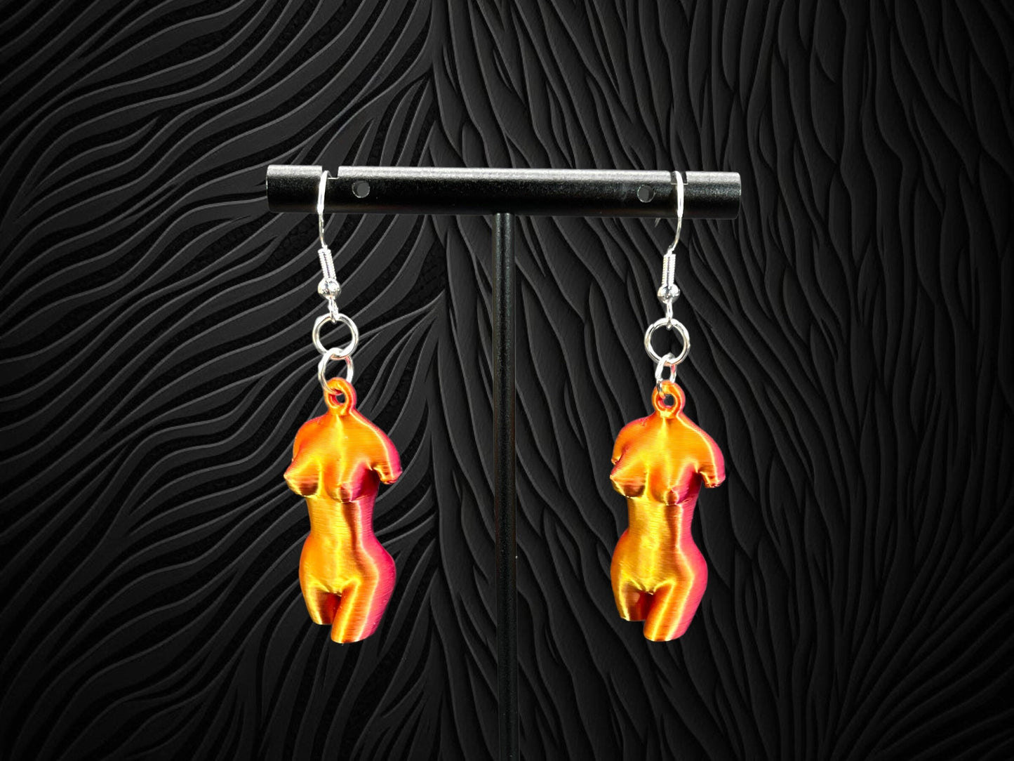 3D Printed Female Body Art Earrings/Super Lightweight/Custom Colors/Super Cute Gift Goddess Figure and Empowerment
