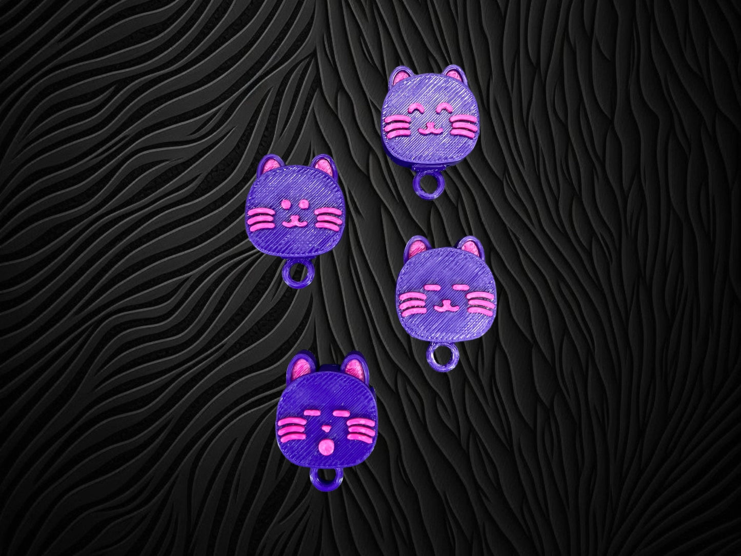 3D Printed Pop Up Ears Keychains in Cute Cat Faces/Custom Color Combinations/SET OF 4 Fidget Keychains
