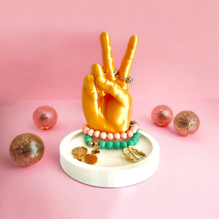 3D Printed Peace Sign Jewelry Holder/ Ring Holder / Custom Color Combinations / Bracelet Holder / Drop Dish