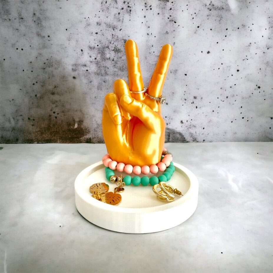 3D Printed Peace Sign Jewelry Holder/ Ring Holder / Custom Color Combinations / Bracelet Holder / Drop Dish