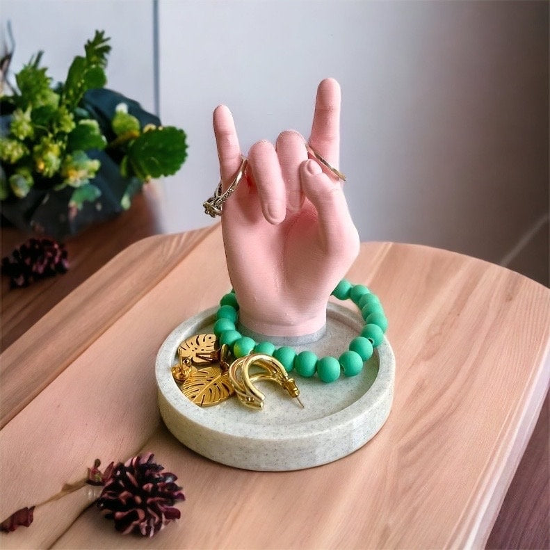 3D Printed Rocker Hand Jewelry Holder/Ring Holder/Custom Color Combinations/Bracelet Holder/Drop Dish