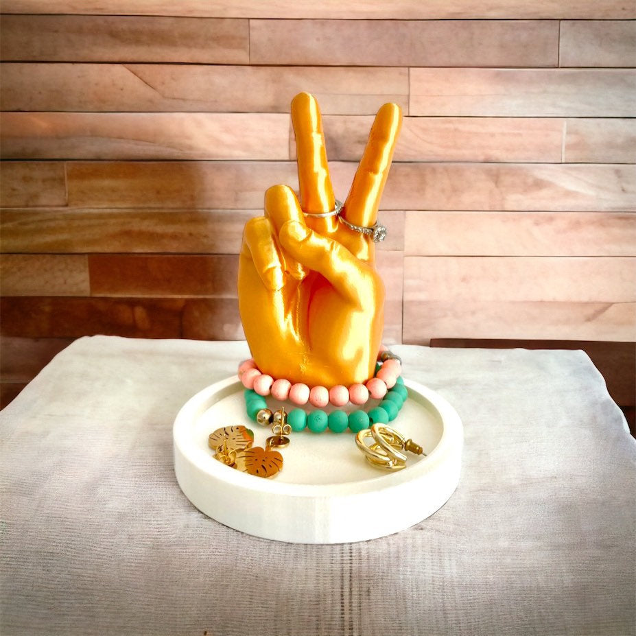 3D Printed Peace Sign Jewelry Holder/ Ring Holder / Custom Color Combinations / Bracelet Holder / Drop Dish
