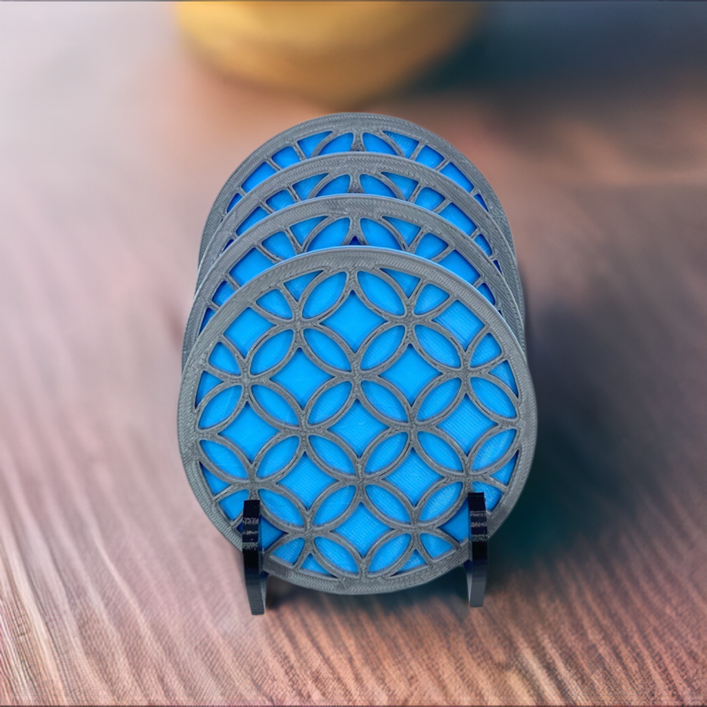 3D Printed Cathedral Style Drink Coaster/Set of 4 with Free Holder/Custom Color Options