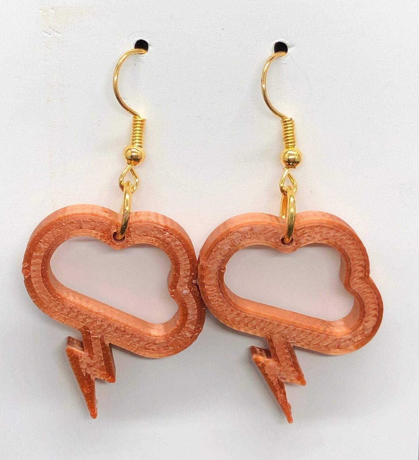 3D Printed Cloud Lighting Bolt Earrings