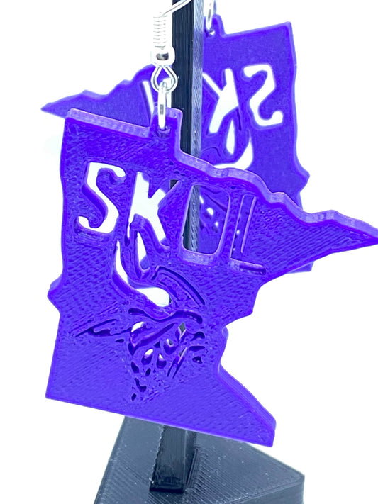 Custom Made 3D Printed Minnesota Vikings SKOL Earrings