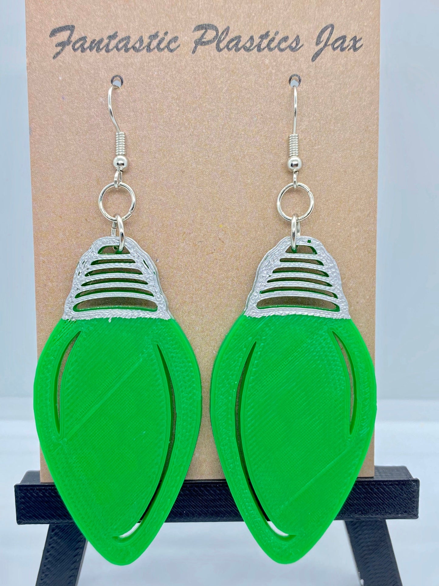 3D Printed Christmas Light Bulb Earrings - Hand Painted