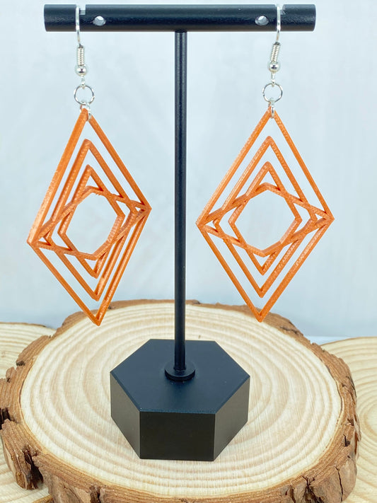 3D Printed Refracted Diamond Earrings - 15+ Colors to Choose From - Customizable