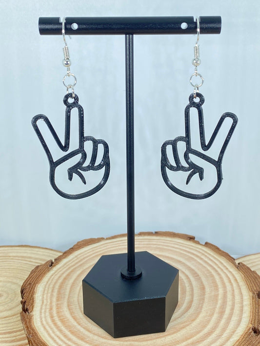 3D Printed Peace Hand Earrings/Many Colors/Sizes and Styles to Choose from