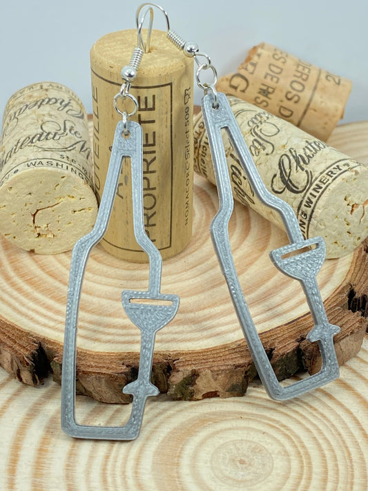 3D Printed Wine Bottle and Glass Silhouette