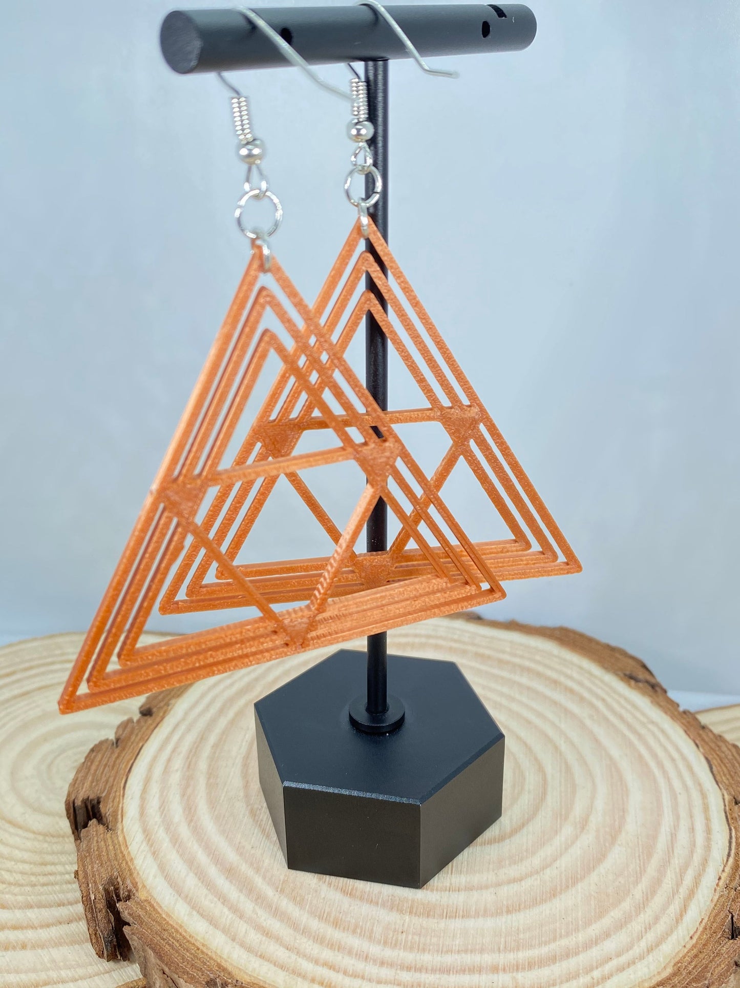 3D Printed Custom Triangle Fortress Earrings