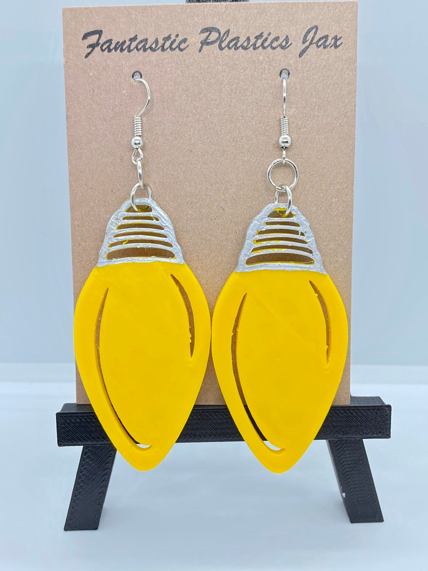 3D Printed Christmas Light Bulb Earrings - Hand Painted