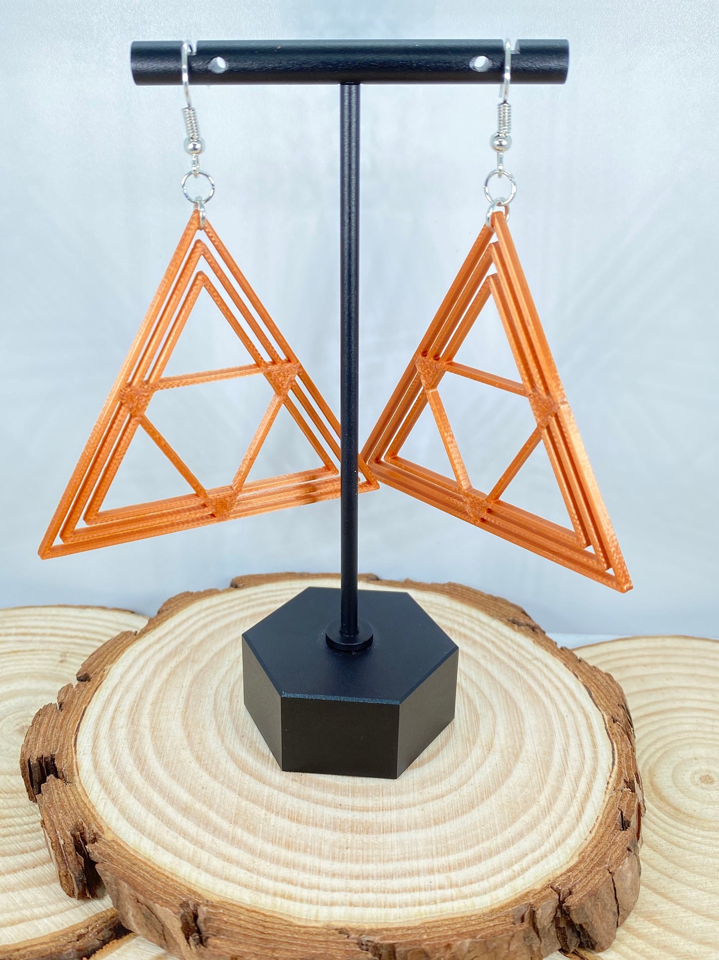 3D Printed Custom Triangle Fortress Earrings