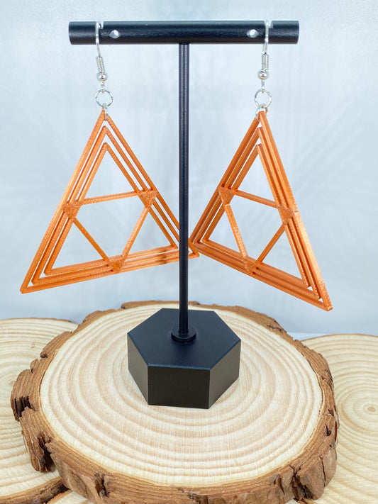 3D Printed Custom Triangle Fortress Earrings