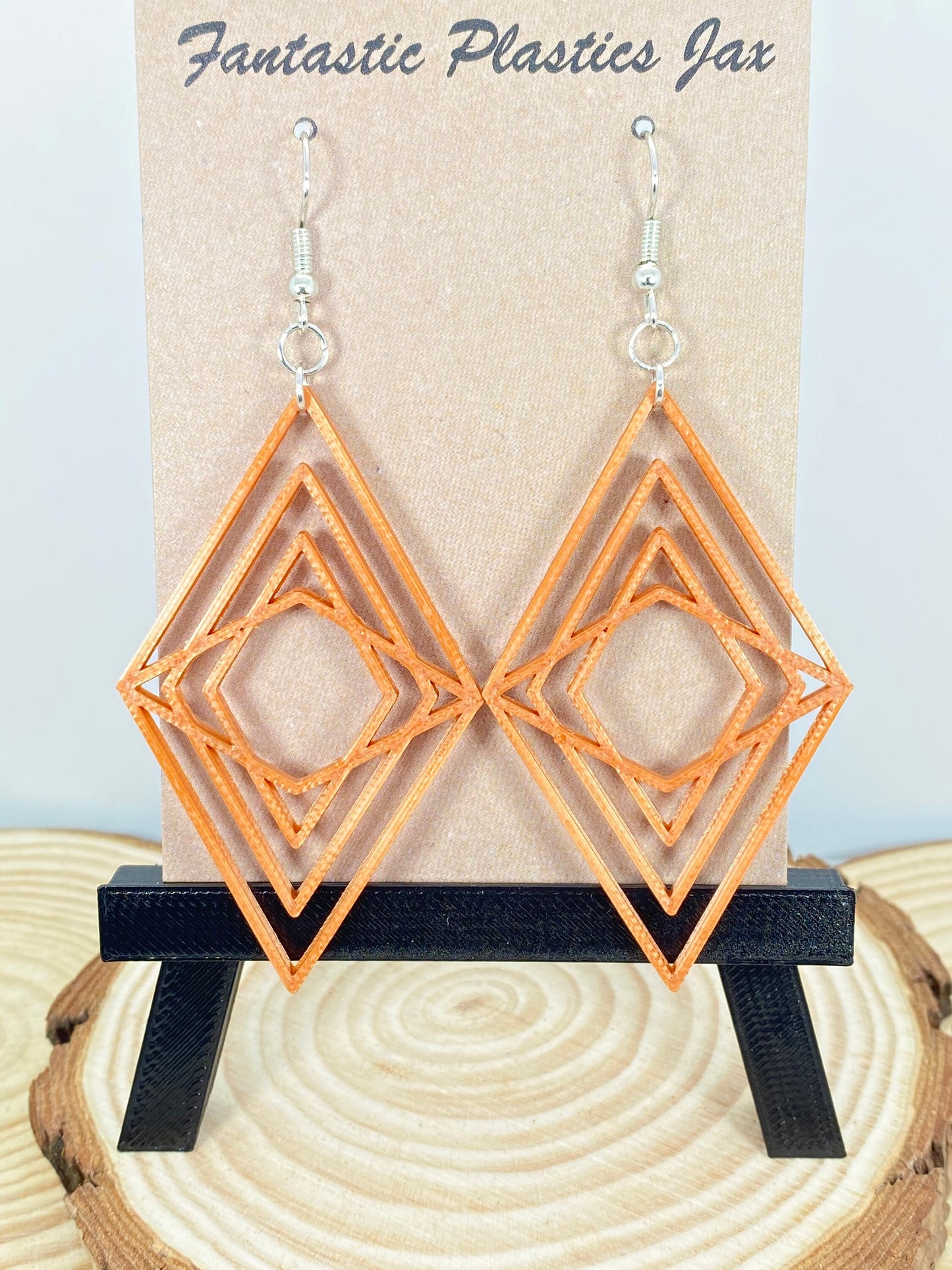 3D Printed Refracted Diamond Earrings - 15+ Colors to Choose From - Customizable