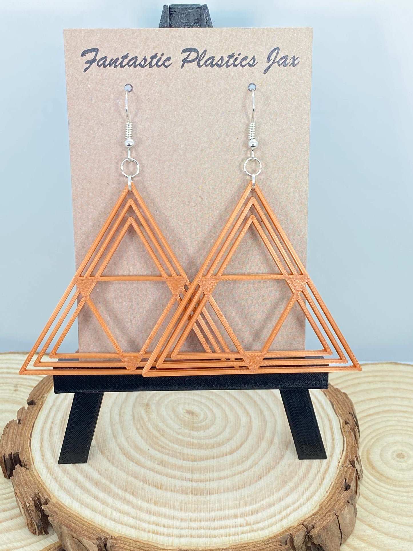 3D Printed Custom Triangle Fortress Earrings