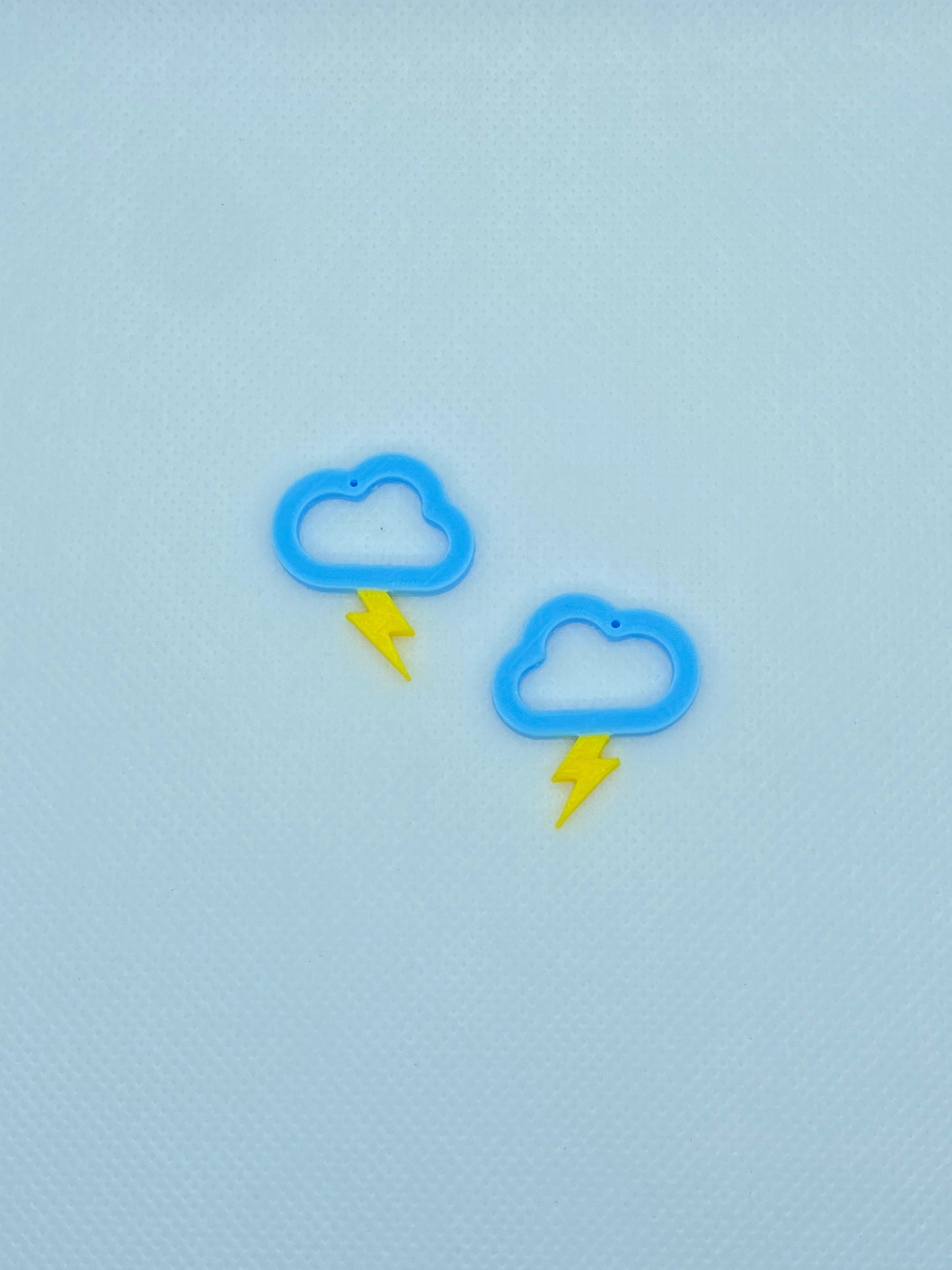 3D Printed Cloud Lighting Bolt Earrings