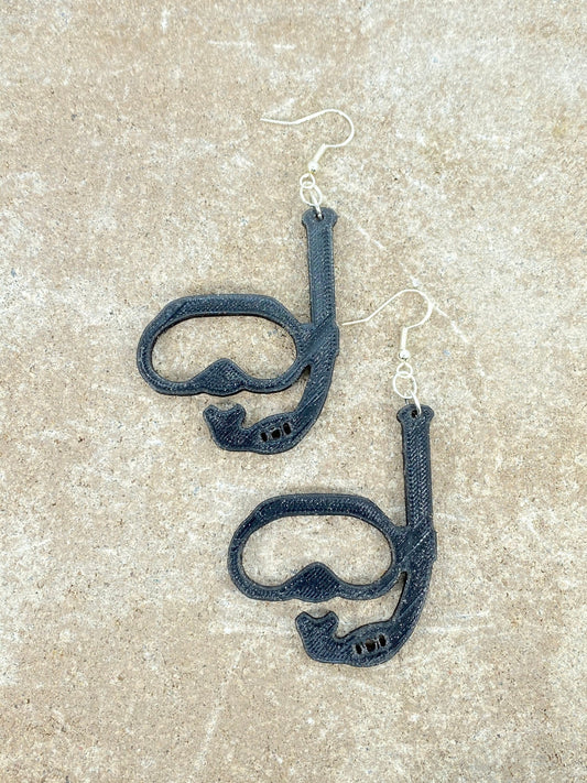 3D Printed Snorkel & Mask Earrings - Scuba-diving - Custom Design - Eco Friendly - 100% Biodegradable Plastic.