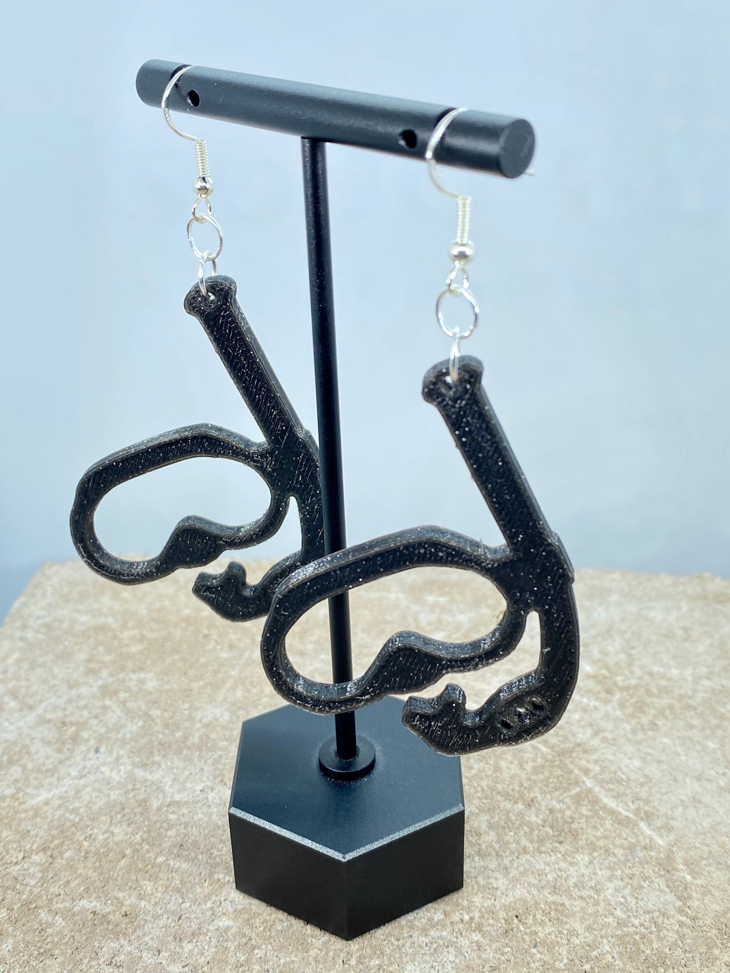 3D Printed Snorkel & Mask Earrings - Scuba-diving - Custom Design - Eco Friendly - 100% Biodegradable Plastic.