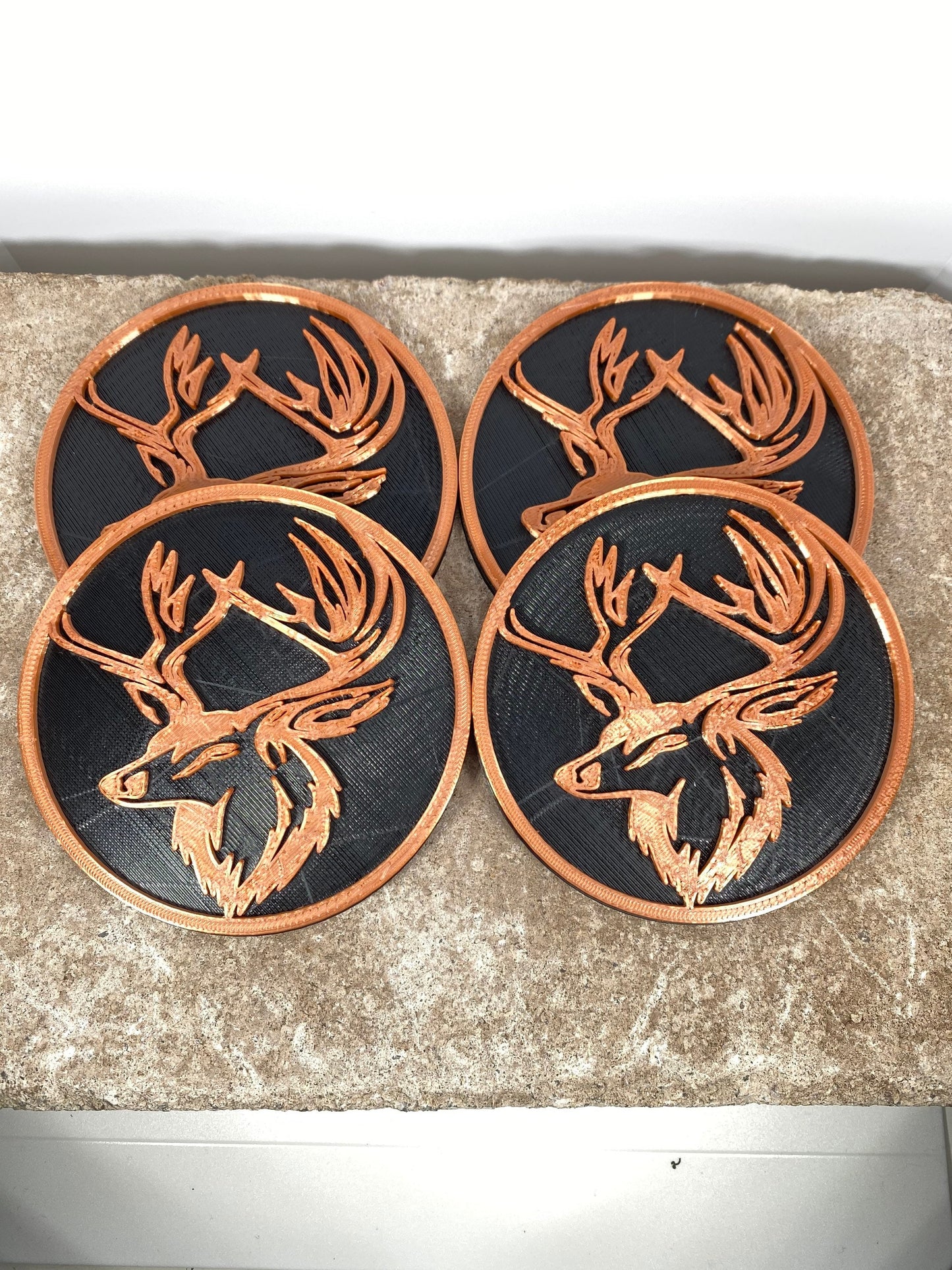 3D Printed Deer Head Style Coaster/Set of 4 with Free Holder/Custom Color Options