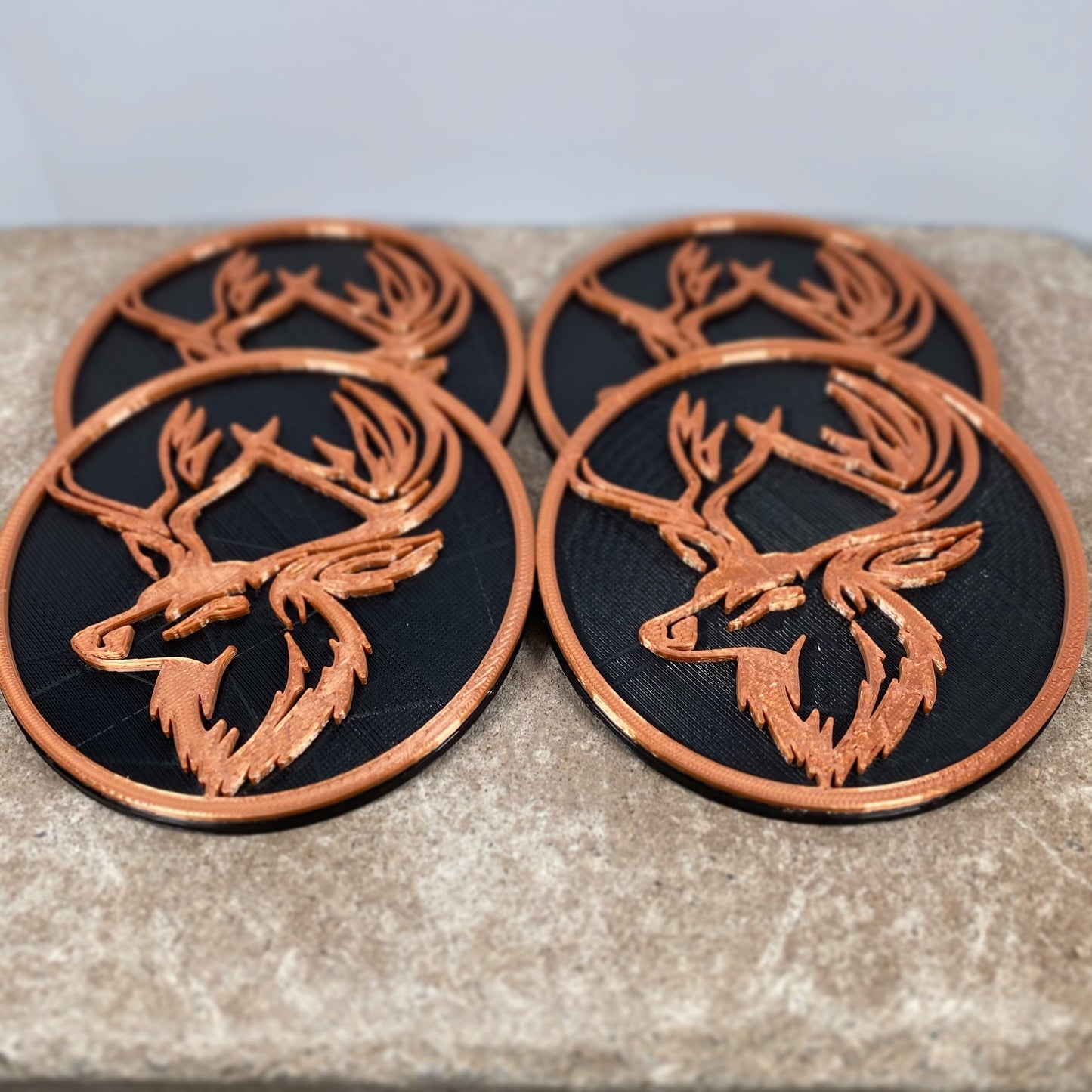 3D Printed Deer Head Style Coaster/Set of 4 with Free Holder/Custom Color Options
