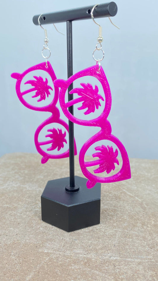 3D Printed Palm Tree Sunglasses Earrings - 20 Custom Color Options - Summer Beach Vibes