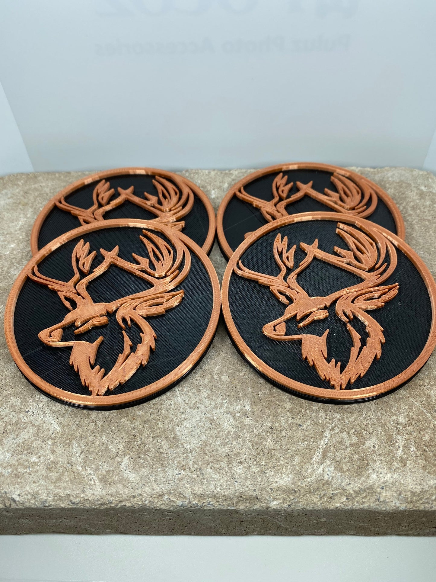 3D Printed Deer Head Style Coaster/Set of 4 with Free Holder/Custom Color Options