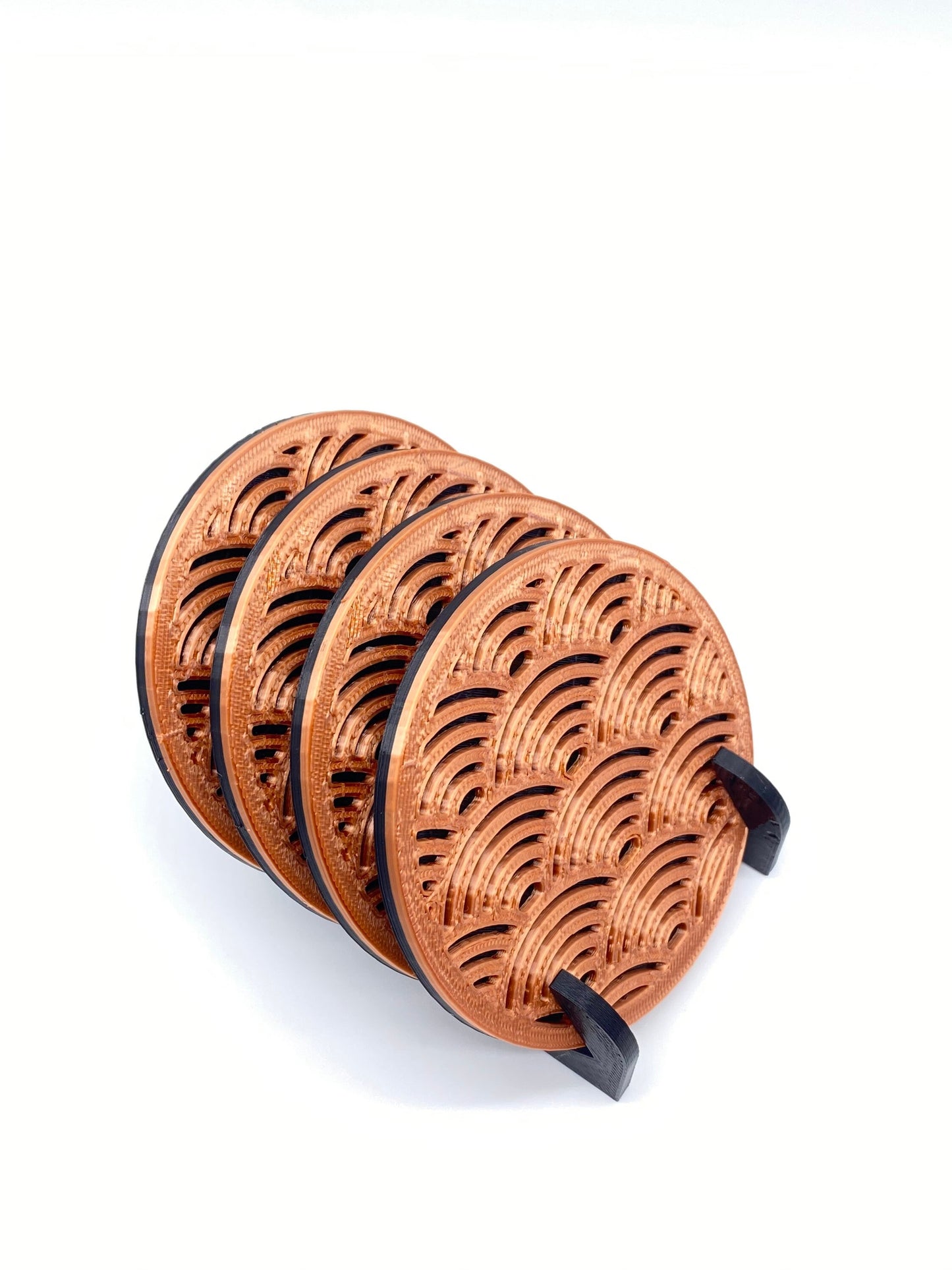 3D Printed Over the Waves Style Drink Coaster/Set of 4 with Free Holder/Custom Color Options
