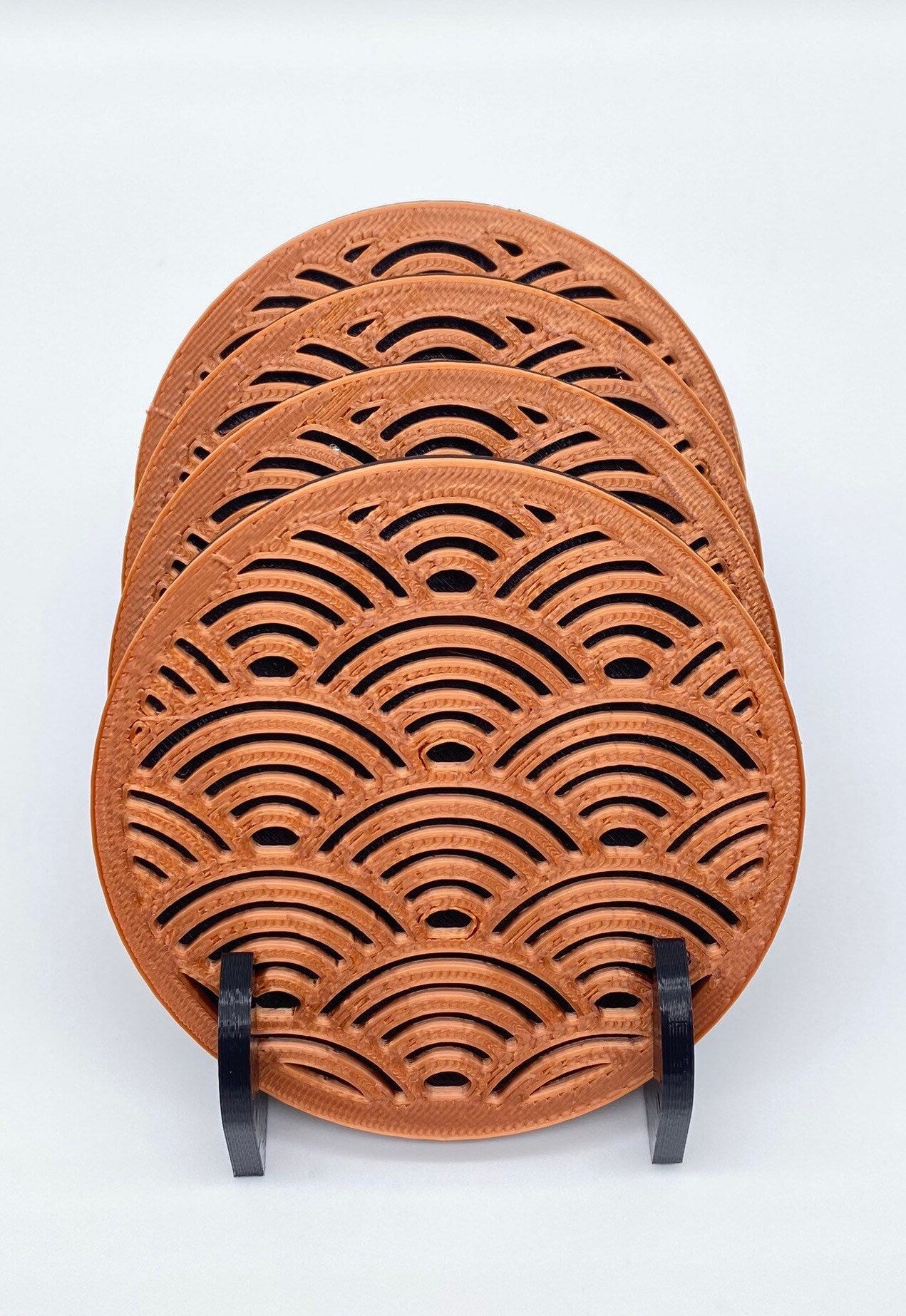 3D Printed Over the Waves Style Drink Coaster/Set of 4 with Free Holder/Custom Color Options