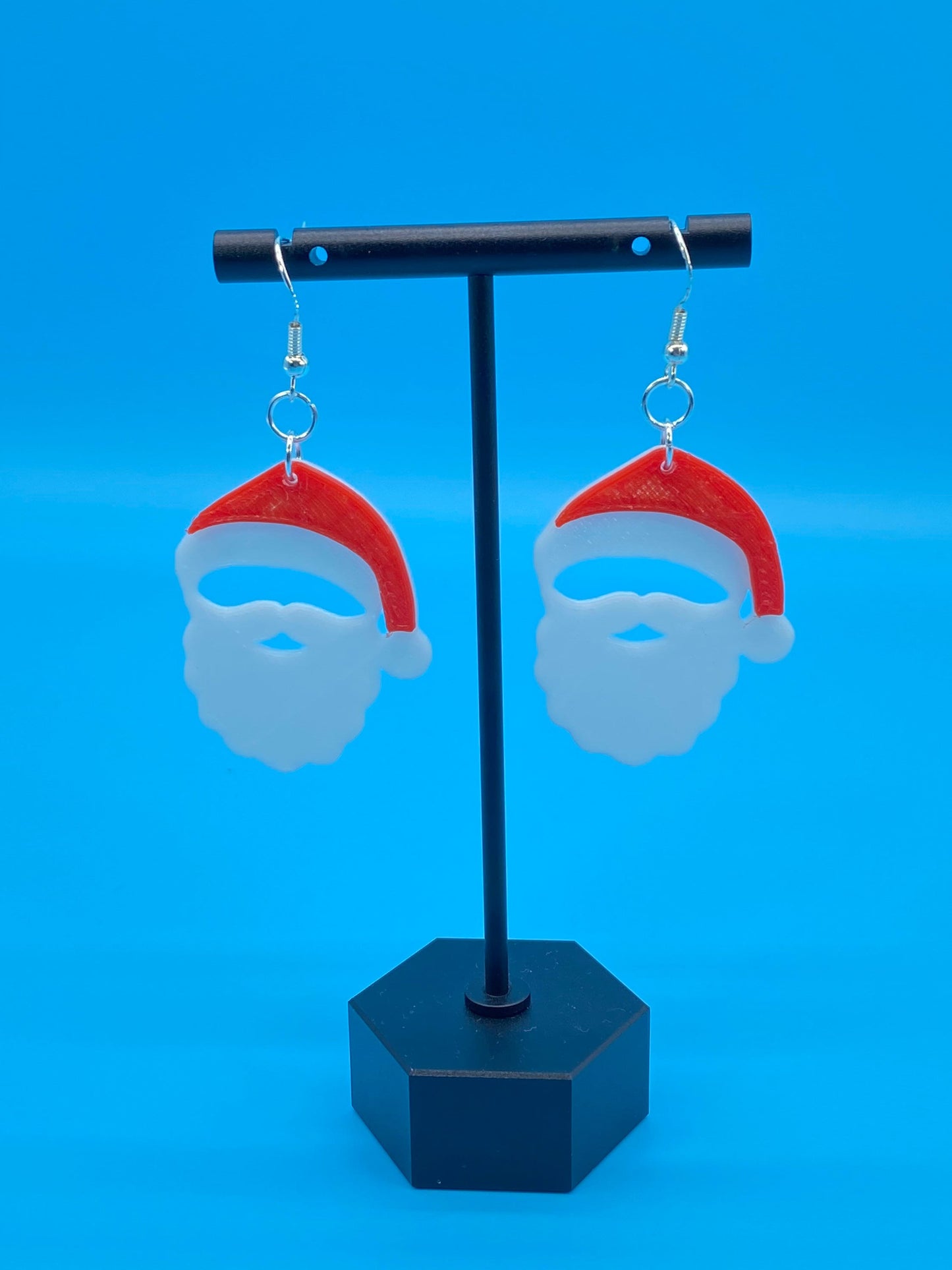 3D Printed Santa Claus Earrings/Custom Dual layer Colors/Christmas Gift
