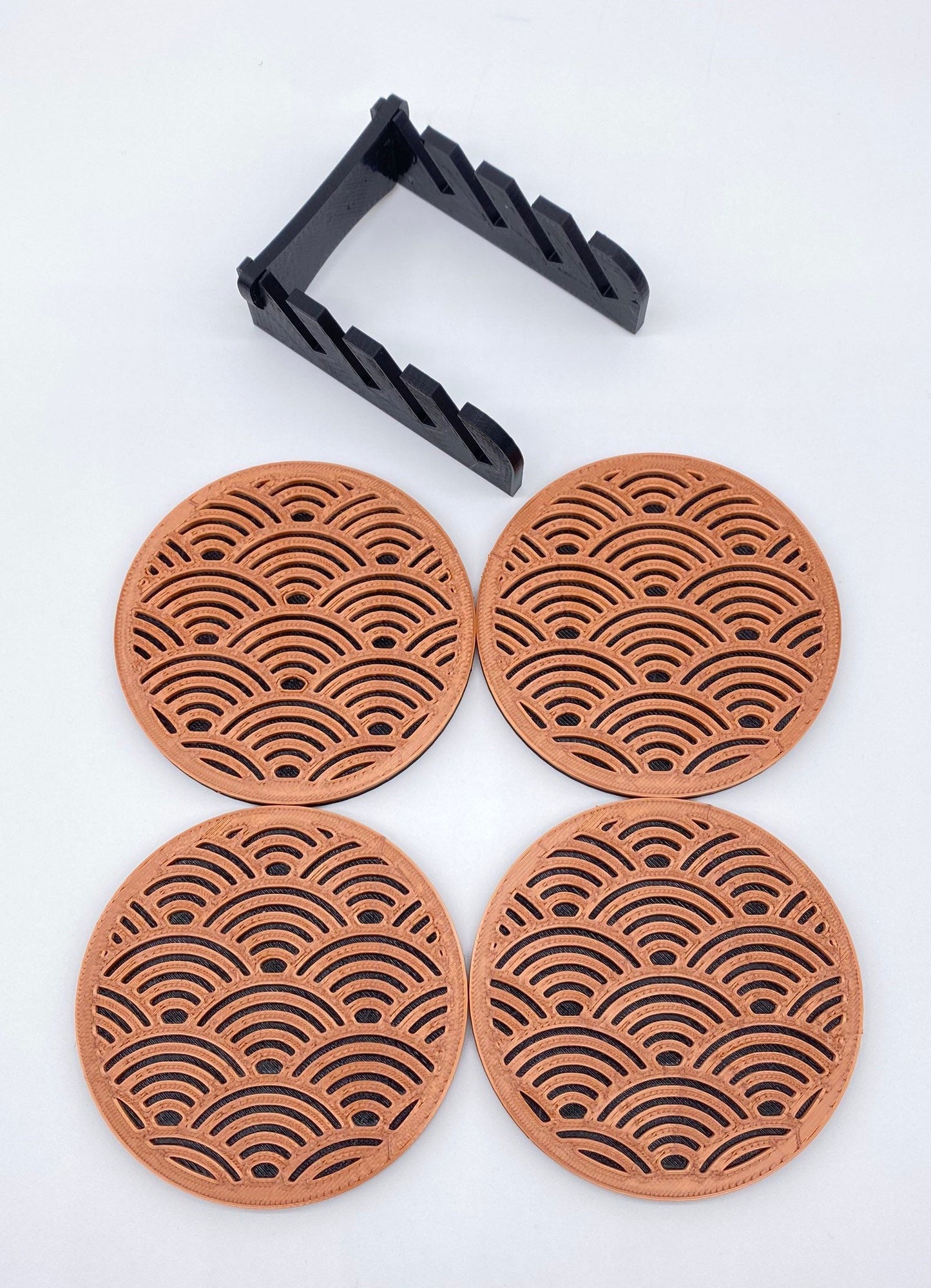 3D Printed Over the Waves Style Drink Coaster/Set of 4 with Free Holder/Custom Color Options