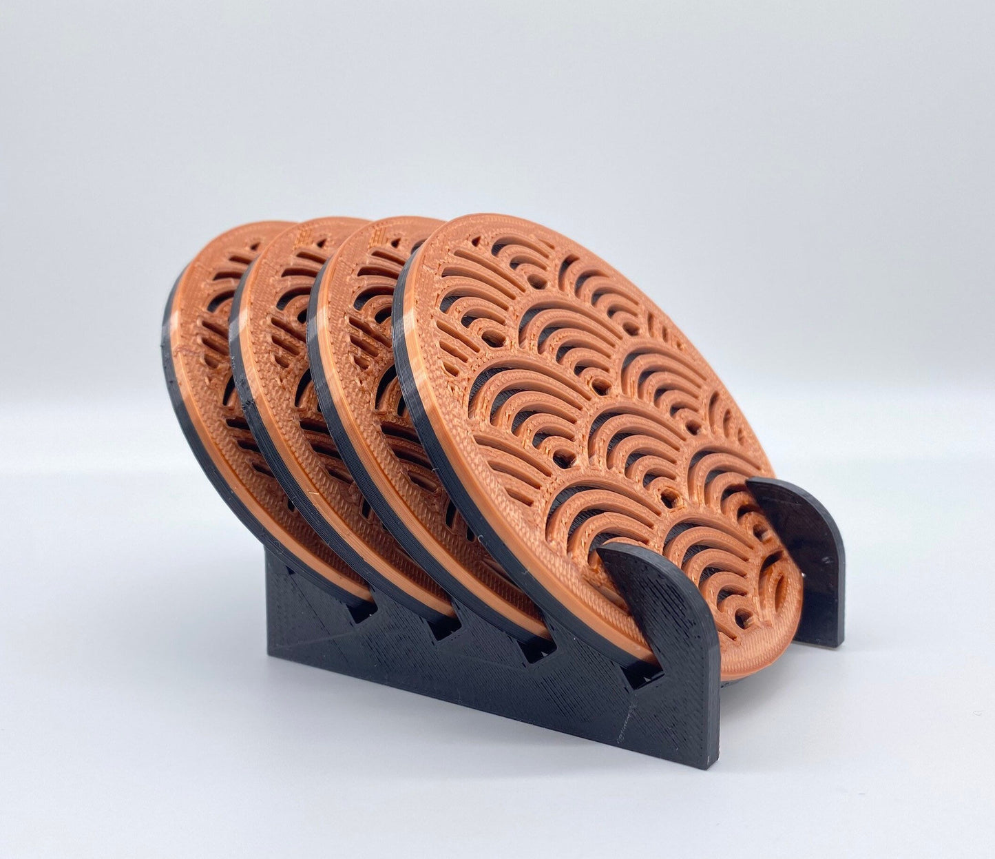 3D Printed Over the Waves Style Drink Coaster/Set of 4 with Free Holder/Custom Color Options