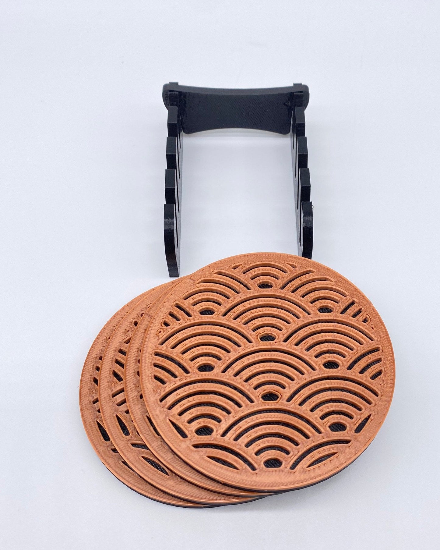 3D Printed Over the Waves Style Drink Coaster/Set of 4 with Free Holder/Custom Color Options