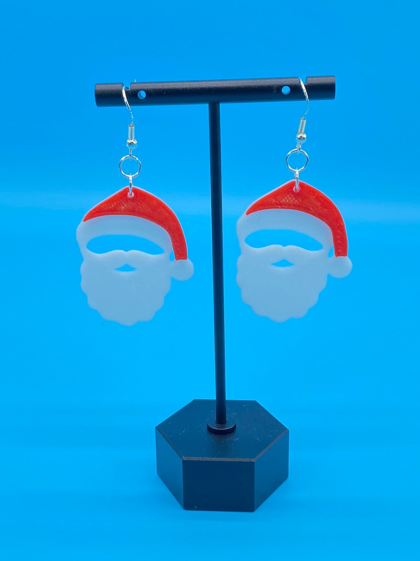 3D Printed Santa Claus Earrings/Custom Dual layer Colors/Christmas Gift