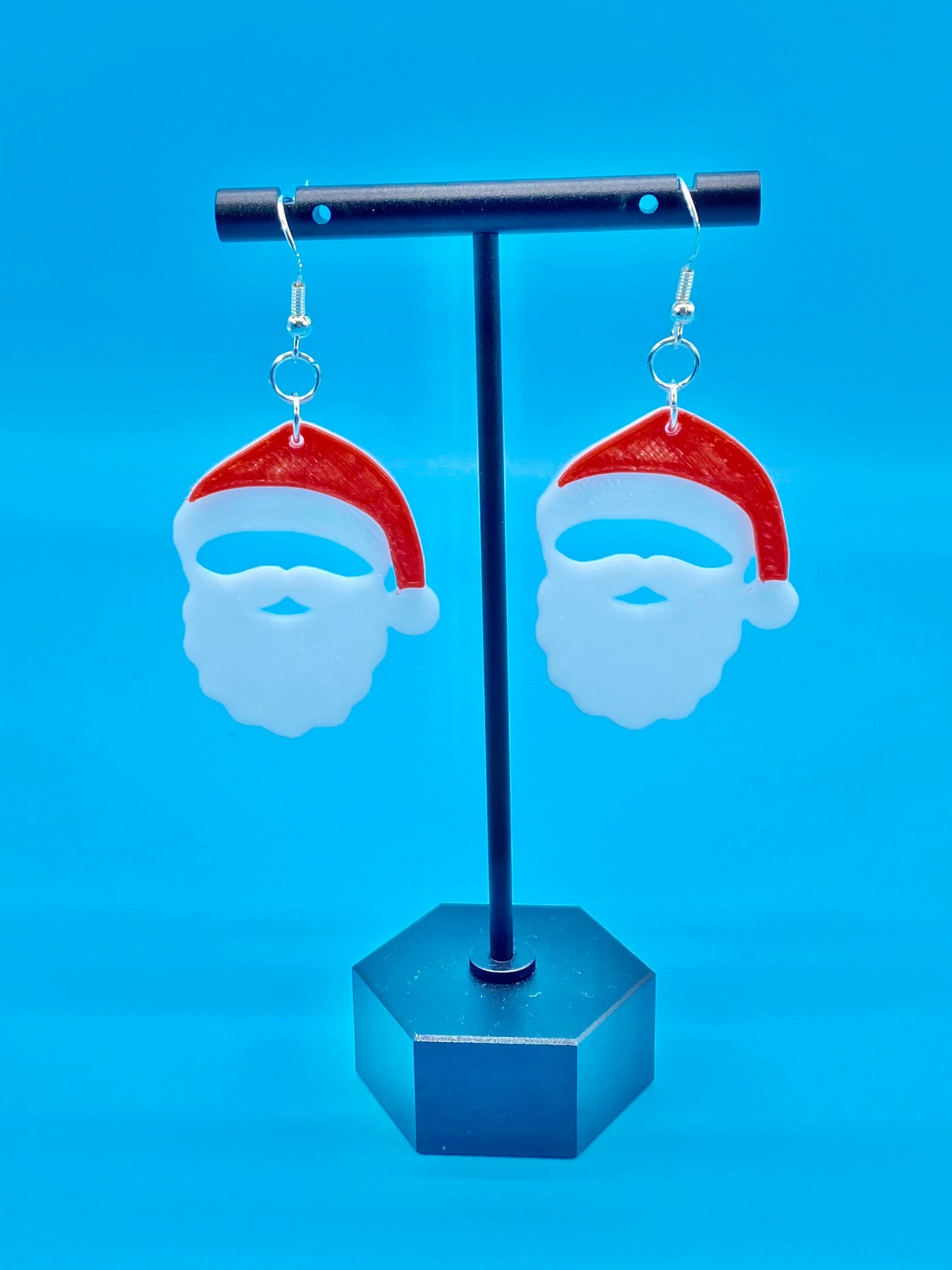 3D Printed Santa Claus Earrings/Custom Dual layer Colors/Christmas Gift