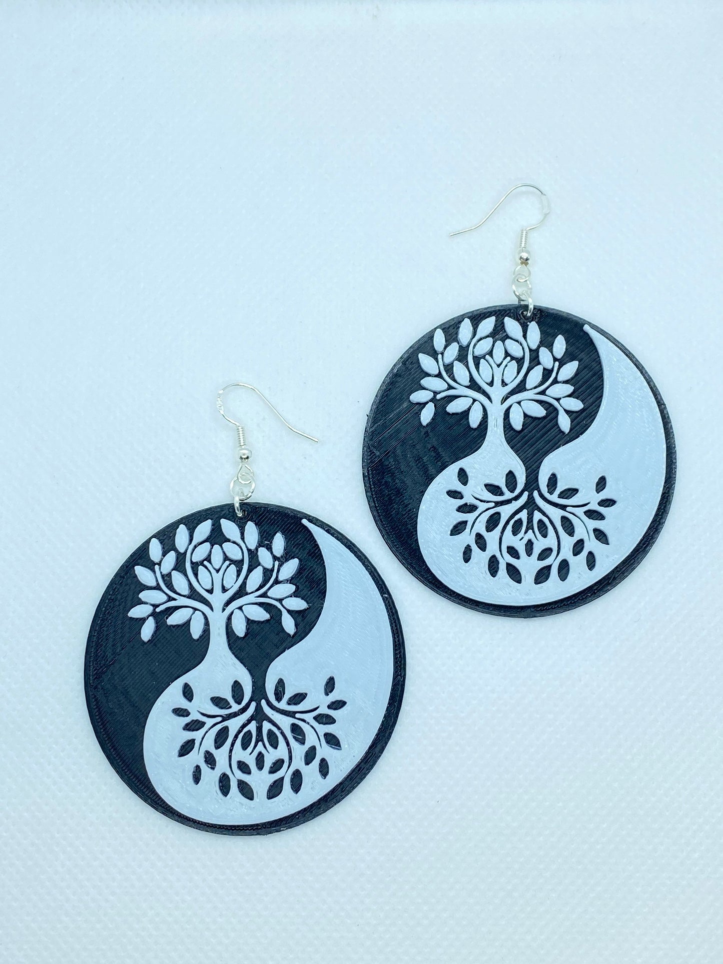 3D Printed Yin an Yang Tree of Life Earrings/Custom Dual Color Earrings/ Peace, Love, Harmony.
