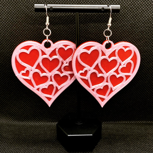 3D Printed Hearts of Hearts Earrings/Custom Dual Color Earrings/ Peace, Love, Harmony/Valentine’s Day Gift