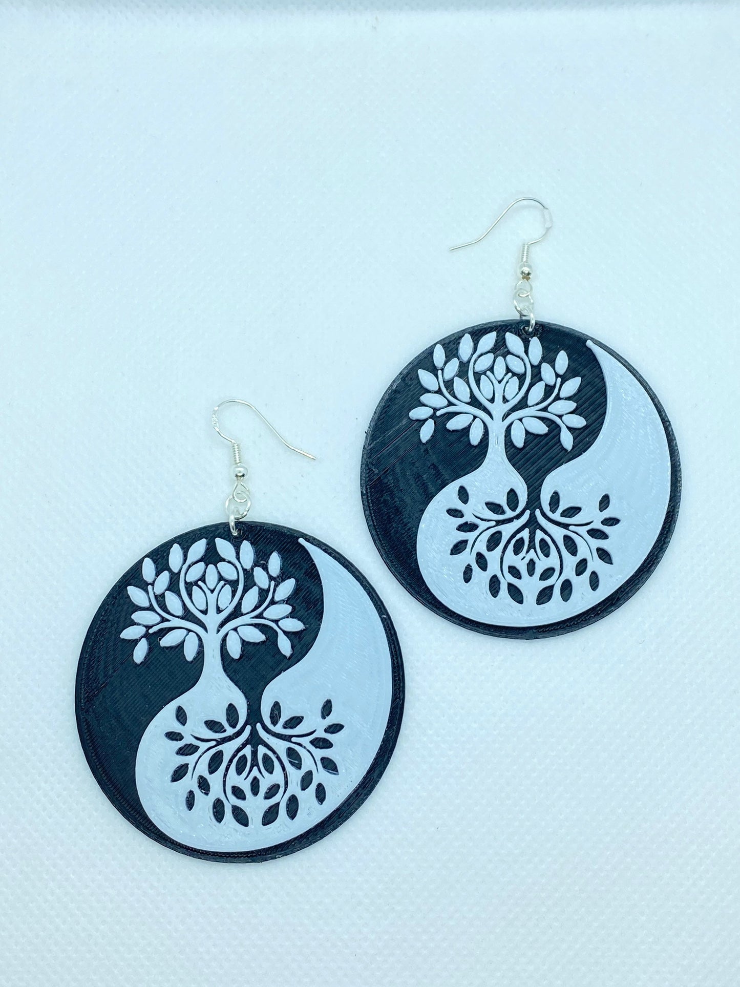 3D Printed Yin an Yang Tree of Life Earrings/Custom Dual Color Earrings/ Peace, Love, Harmony.